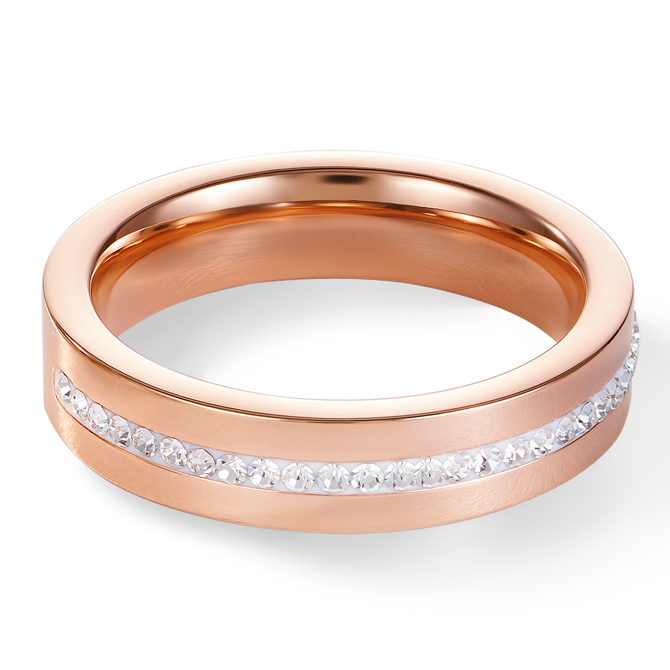 Ring Edelstahl roségold & Kristall Pavé Streifen kristall