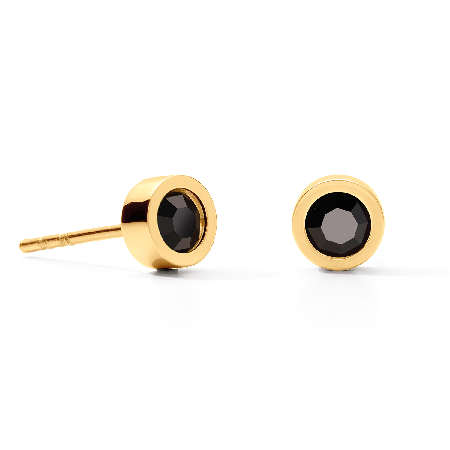 Ohrringe Sparkling Dots gold-schwarz von COEUR DE LION – Detailaufnahme
