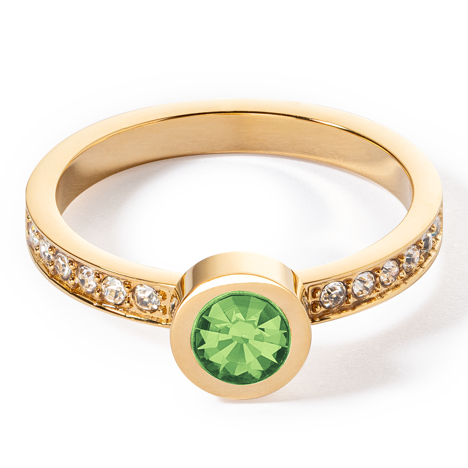 Sparkling Dots Ring gold grün von COEUR DE LION – Detailaufnahme