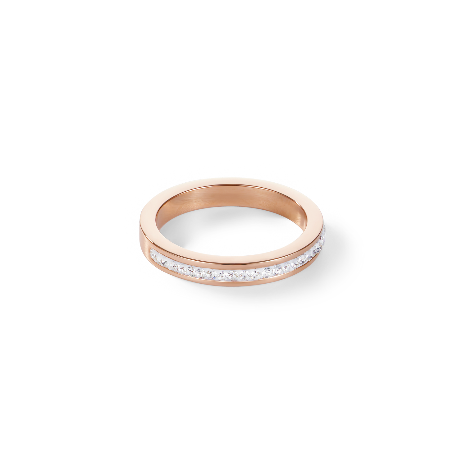 Ring schmal Edelstahl rosegold & Kristalle Pavé kristall