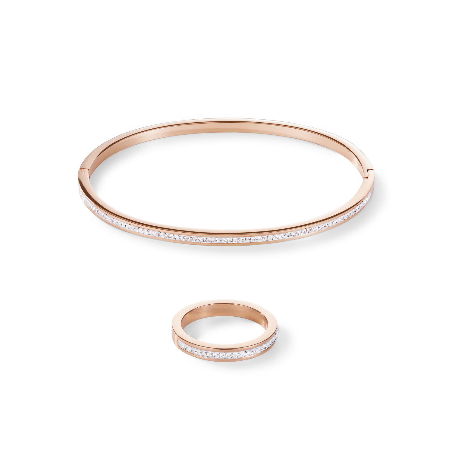 Ring schmal Edelstahl rosegold & Kristalle Pavé kristall