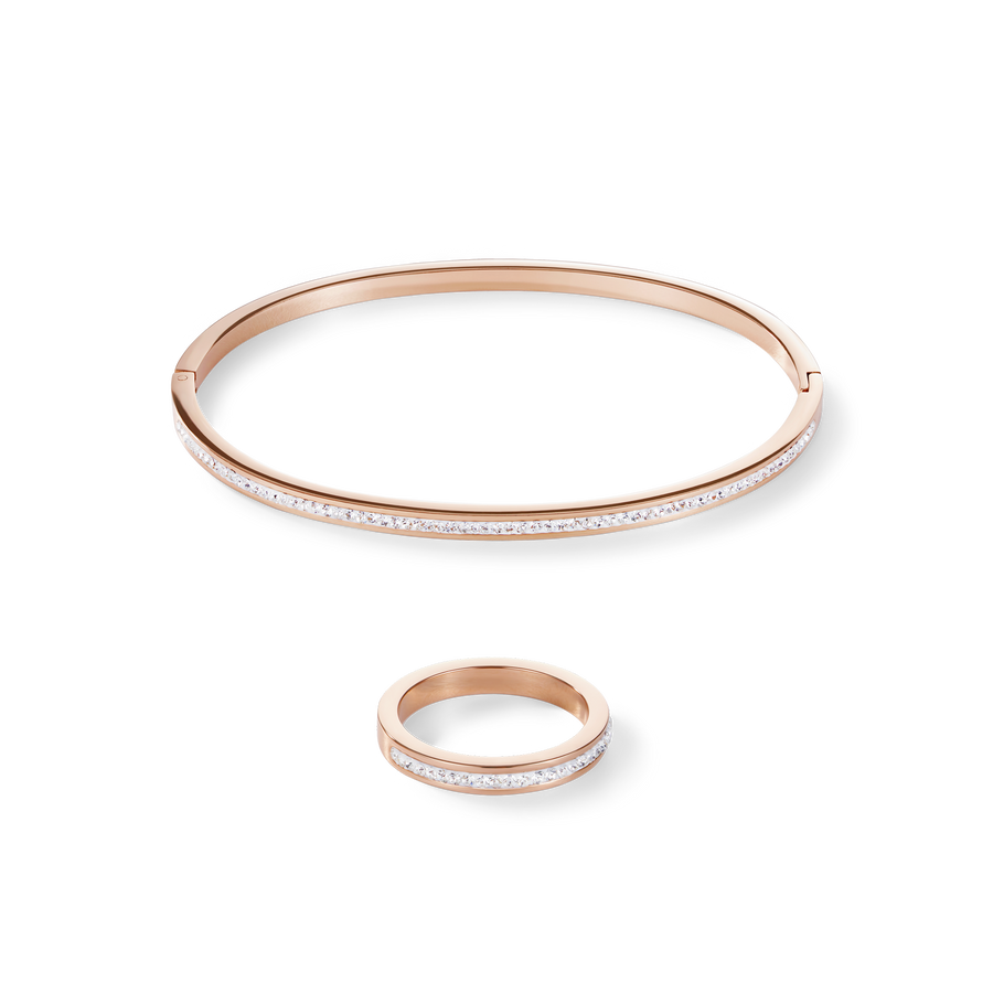 Ring schmal Edelstahl rosegold & Kristalle Pavé kristall