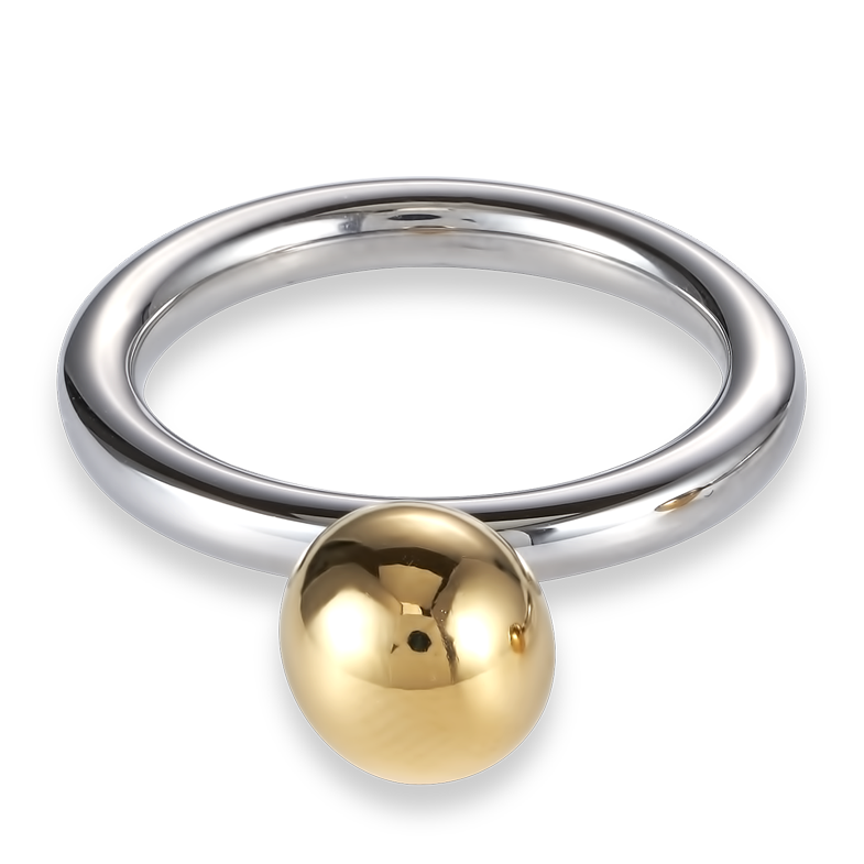 Ring Edelstahlkugel klein gold