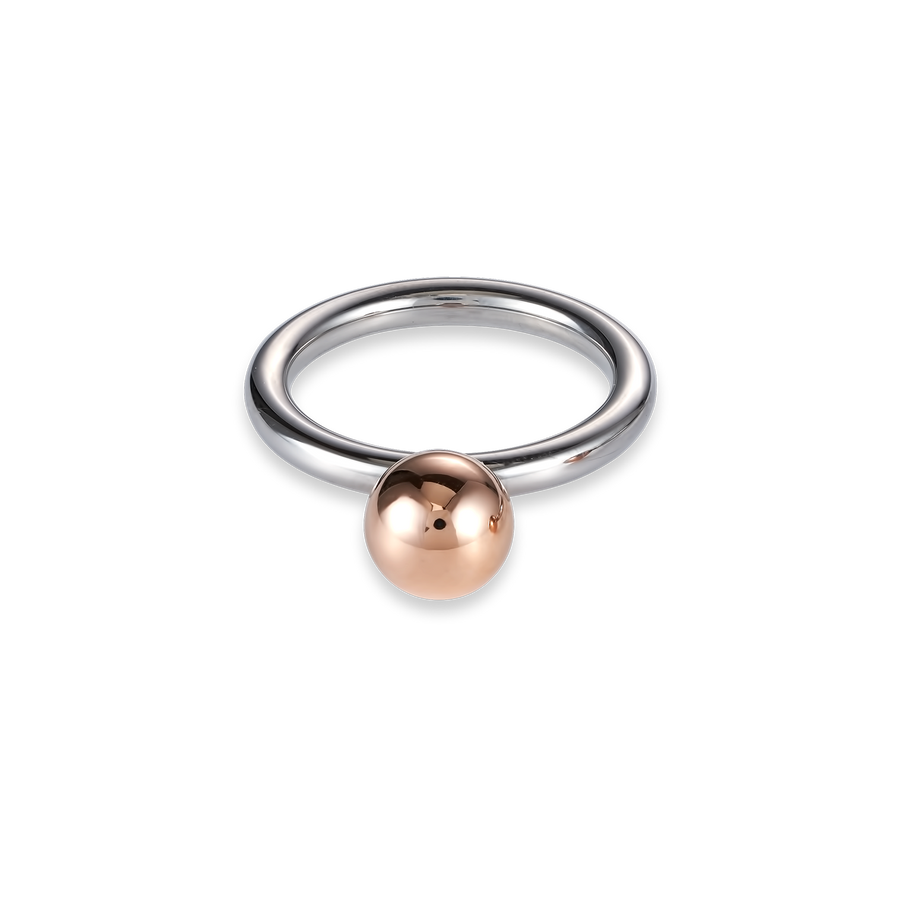 Ring Edelstahlkugel klein roségold