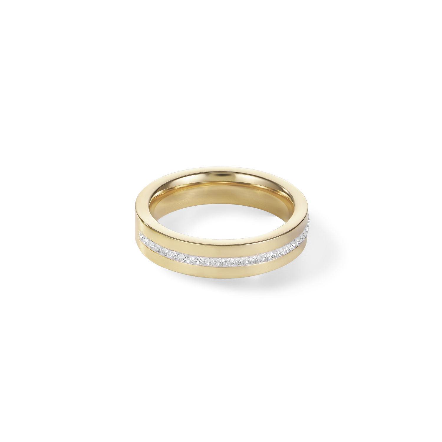 Ring Edelstahl gold & Kristall Pavé Streifen kristall