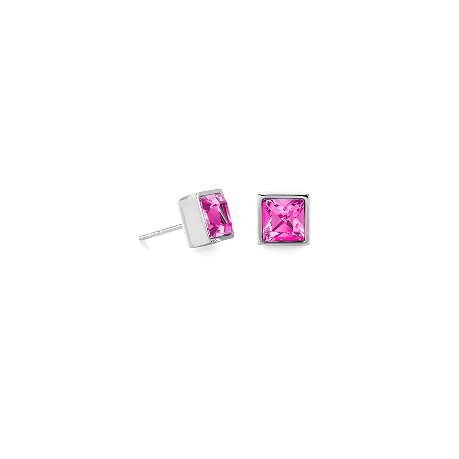 Brilliant Square big Ohrringe silber pink