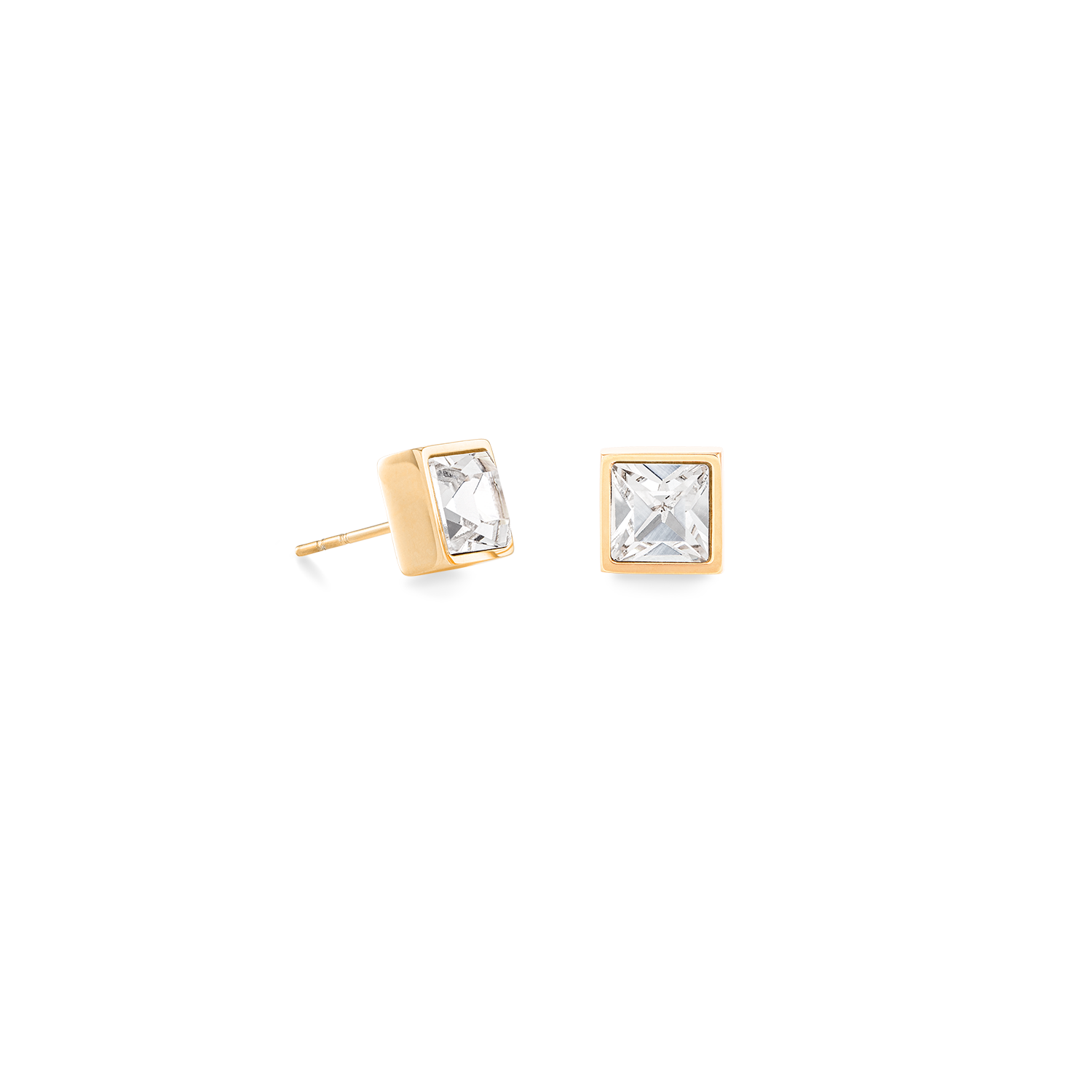 Brilliant Square big Ohrringe gold kristall von COEUR DE LION