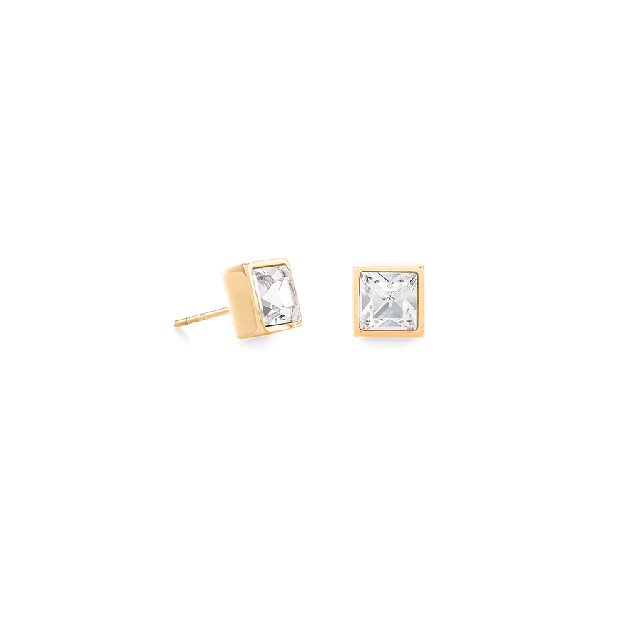 Brilliant Square big Ohrringe gold kristall
