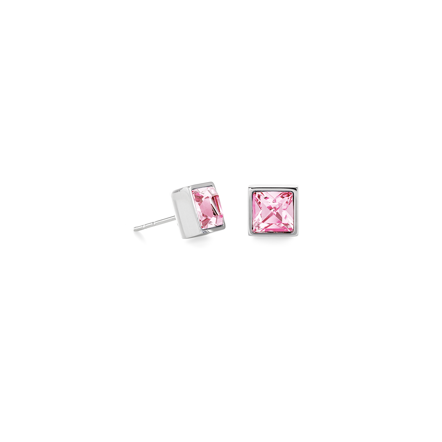 Brilliant Square big Ohrringe silber rosa
