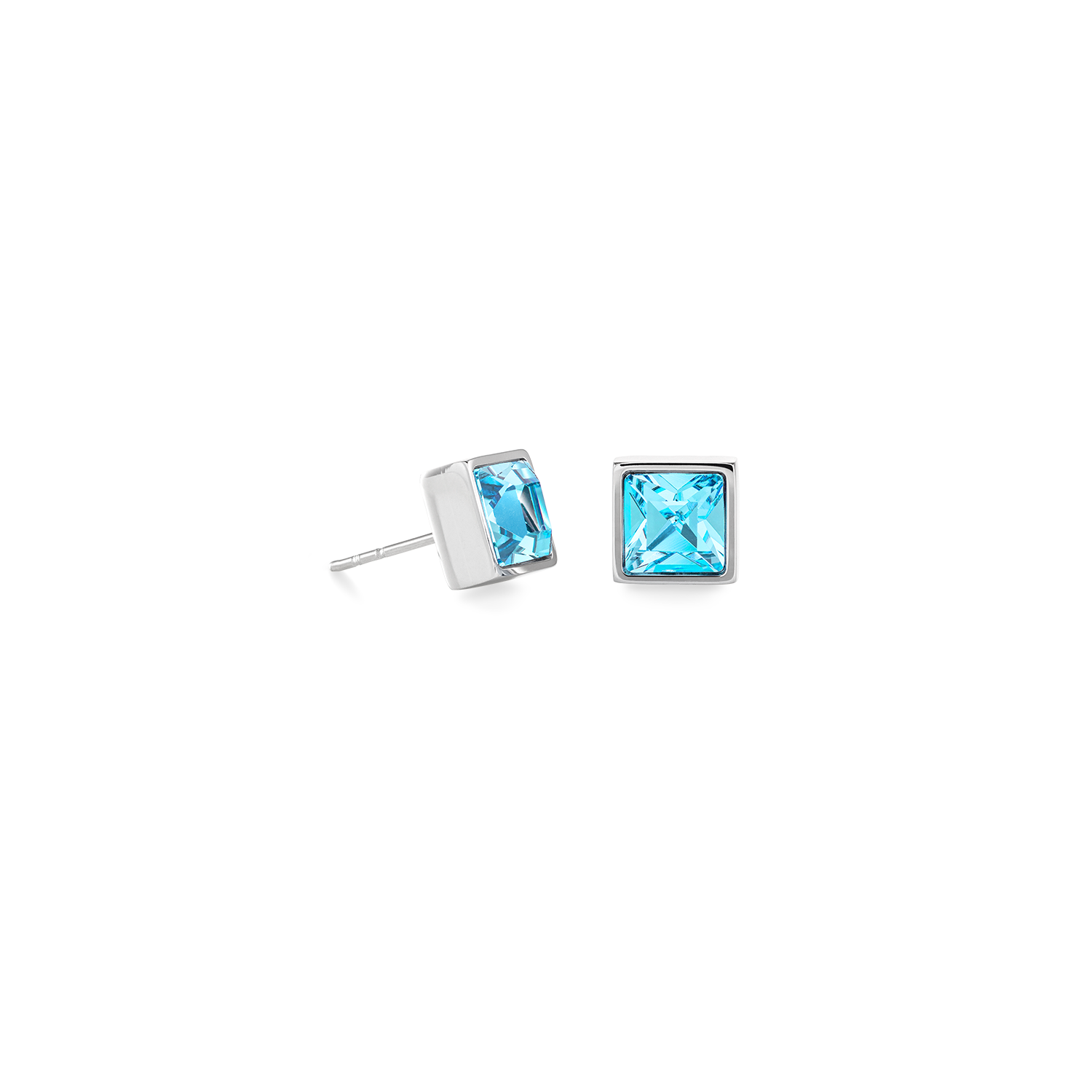 Brilliant Square big Ohrringe silber aqua