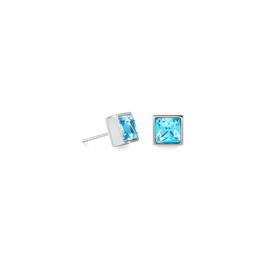 Brilliant Square big Ohrringe silber aqua