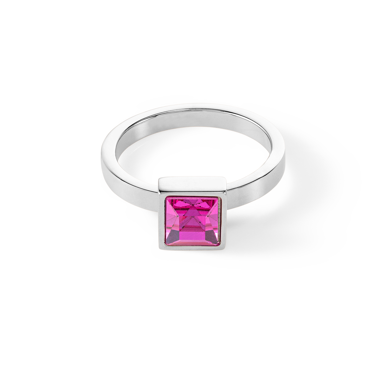 Brilliant Square big Ring silber pink