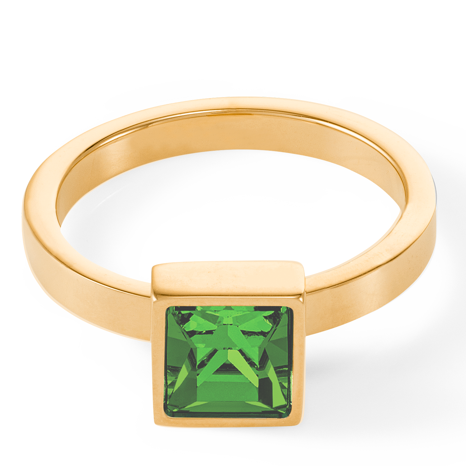 Brilliant Square big Ring gold grün von COEUR DE LION – Detailaufnahme
