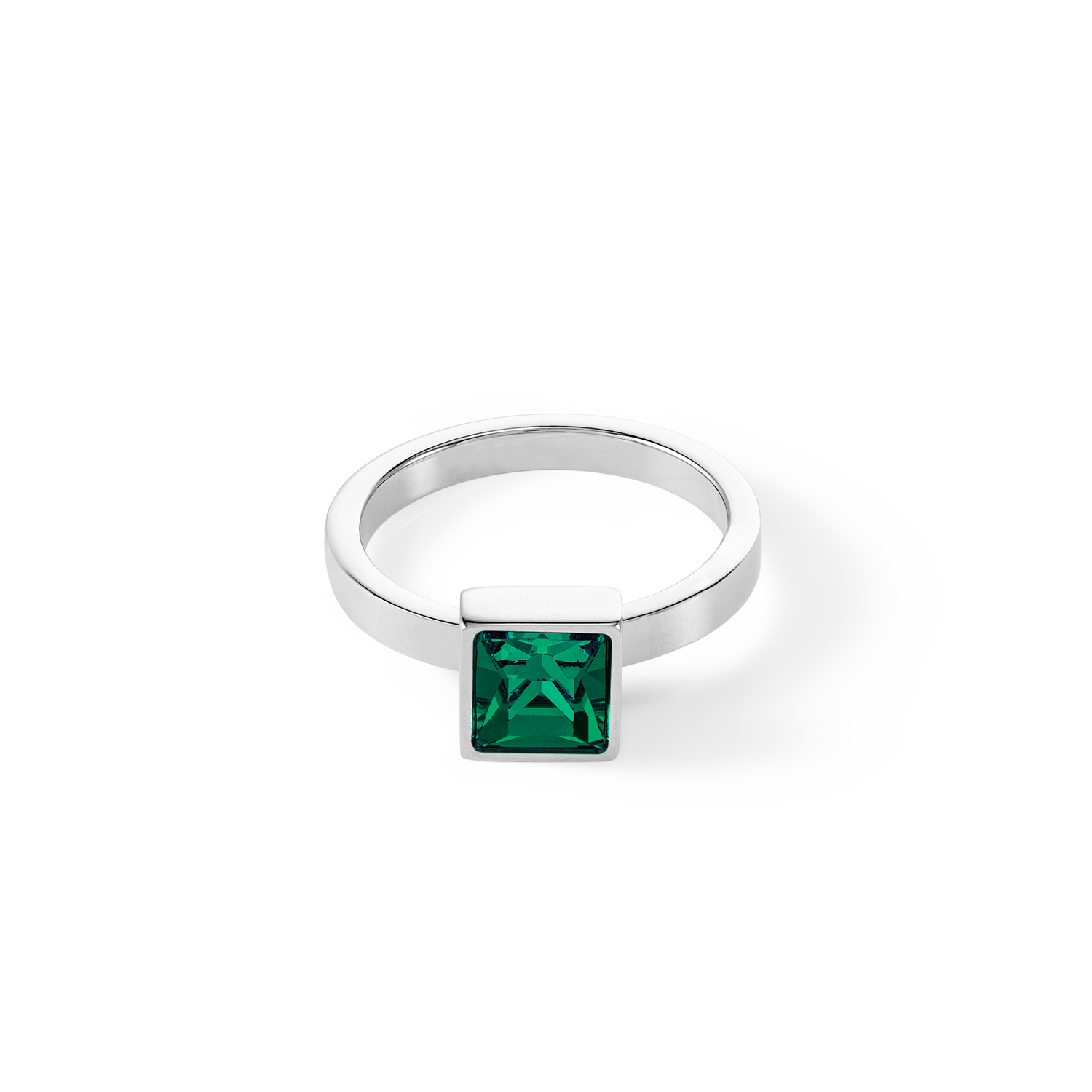 Brilliant Square big Ring silber dunkelgrün