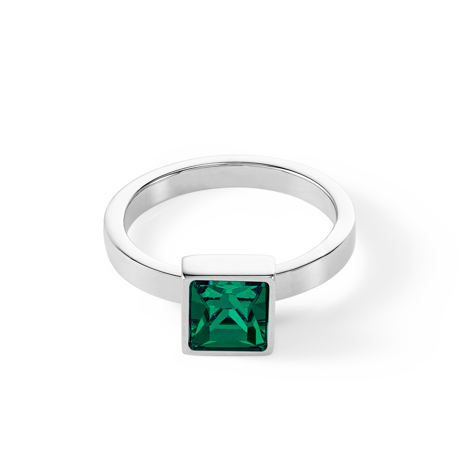 Brilliant Square big Ring silber dunkelgrün
