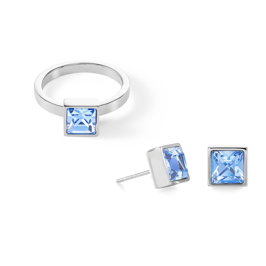 Brilliant Square big Ring silber hellblau