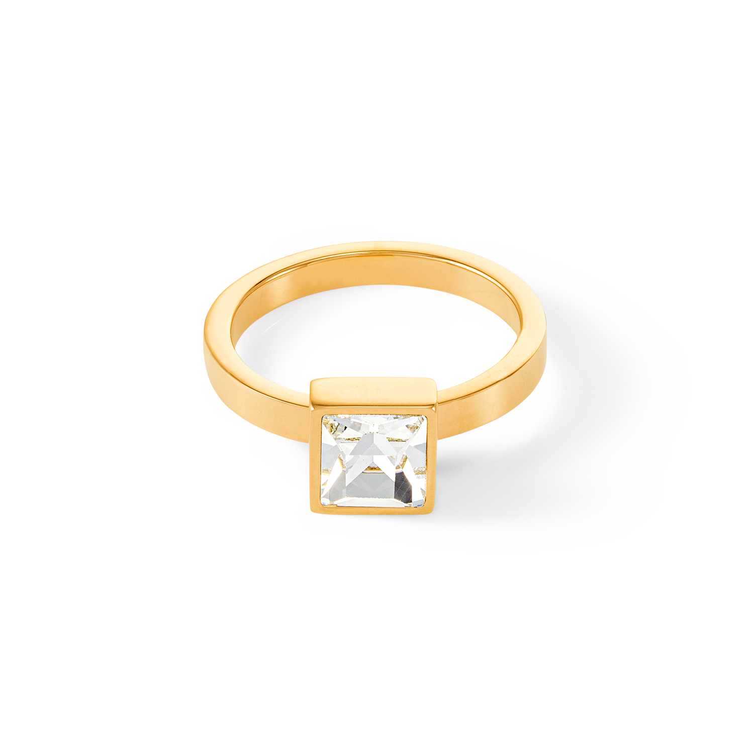 Brilliant Square big Ring gold kristall von COEUR DE LION