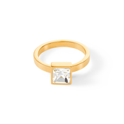 Brilliant Square big Ring gold kristall von COEUR DE LION
