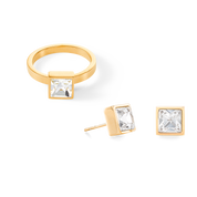 Brilliant Square big Ring gold kristall von COEUR DE LION – im Set mit passenden Schmuckstücken