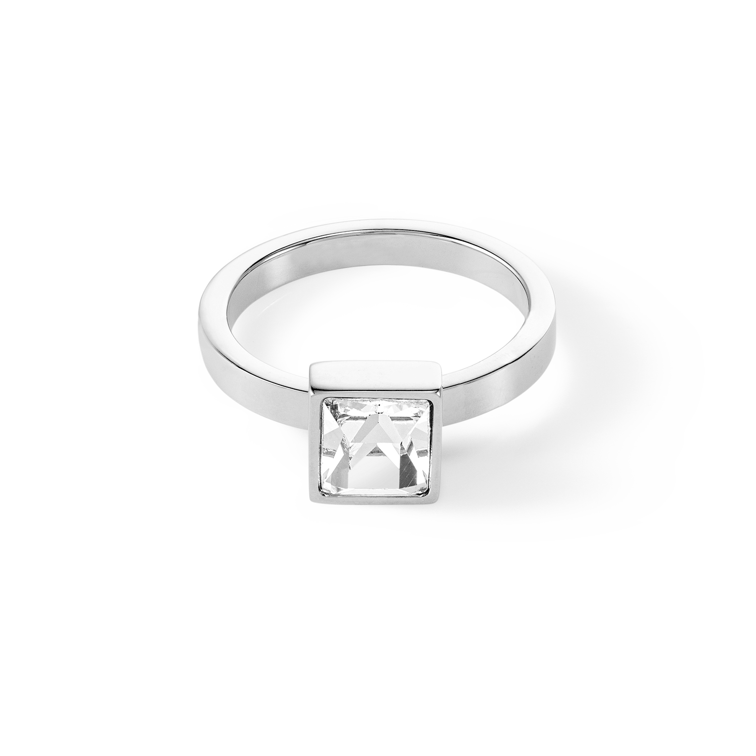 Brilliant Square big Ring silber kristall von COEUR DE LION