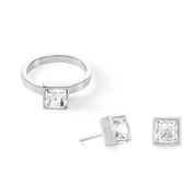 Brilliant Square big Ring silber kristall von COEUR DE LION – im Set mit passenden Schmuckstücken