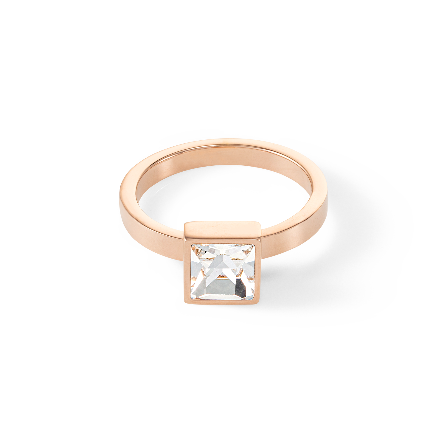 Brilliant Square big Ring roségold kristall von COEUR DE LION – Detailaufnahme