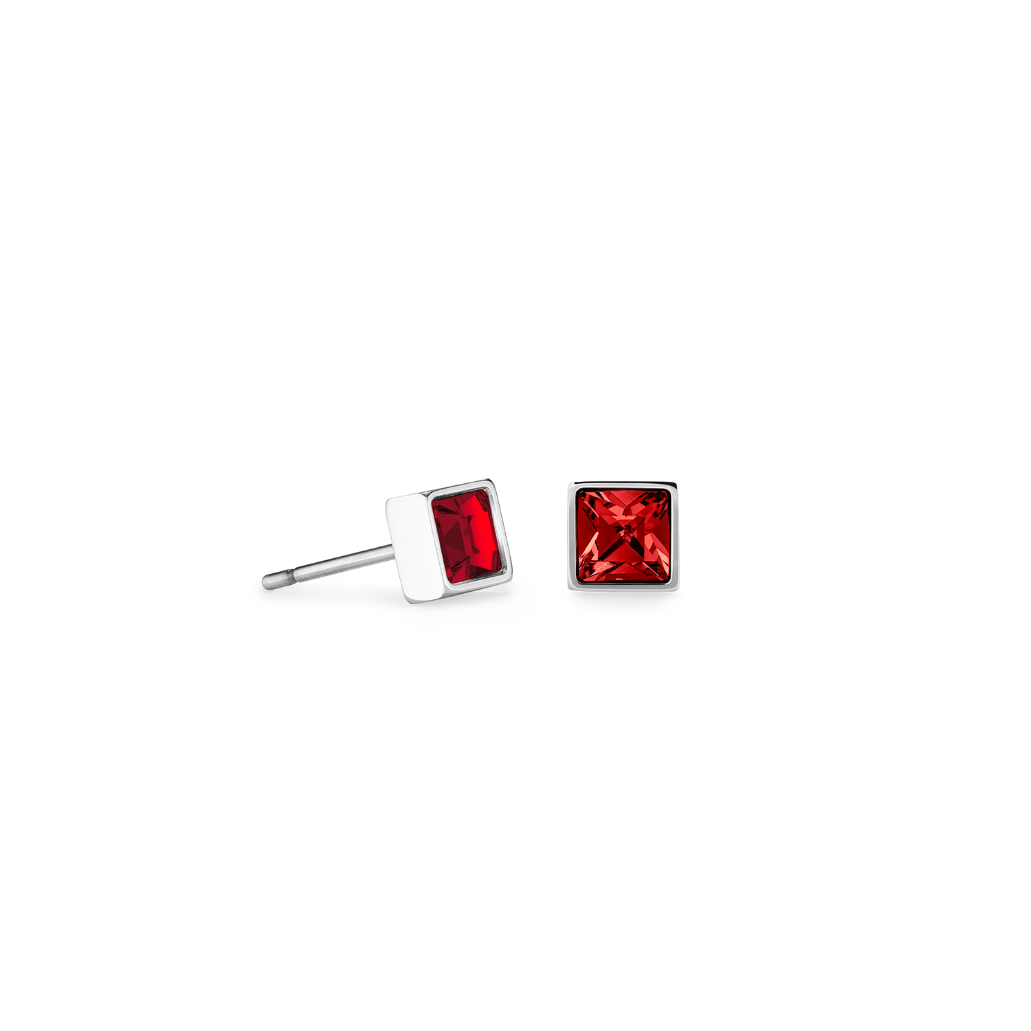 Brilliant Square small Ohrringe silber rot