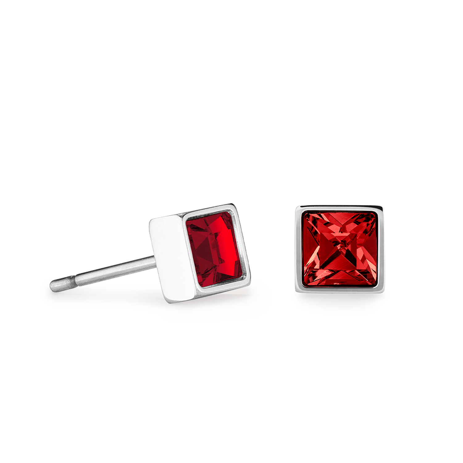 Brilliant Square small Ohrringe silber rot