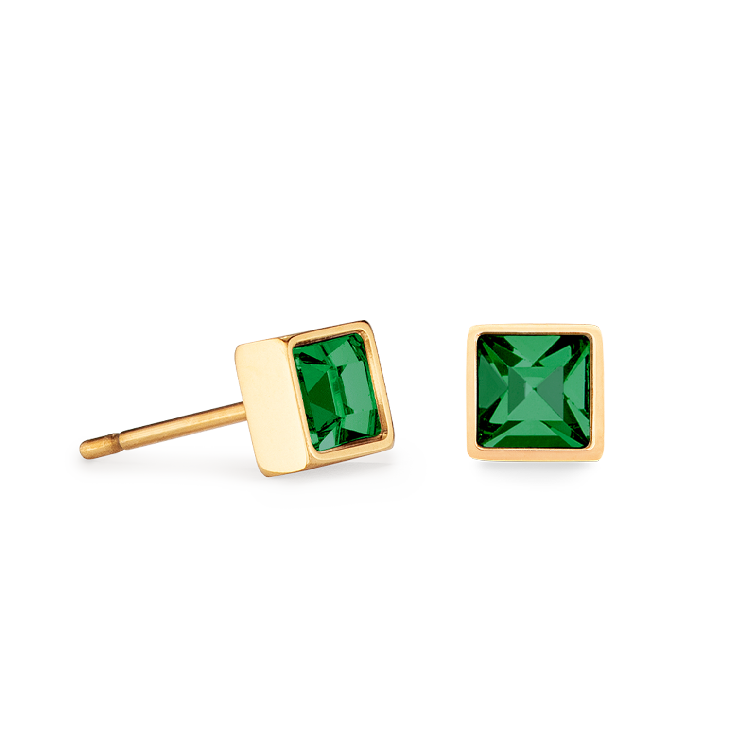 Brilliant Square small Ohrringe gold dunkelgrün