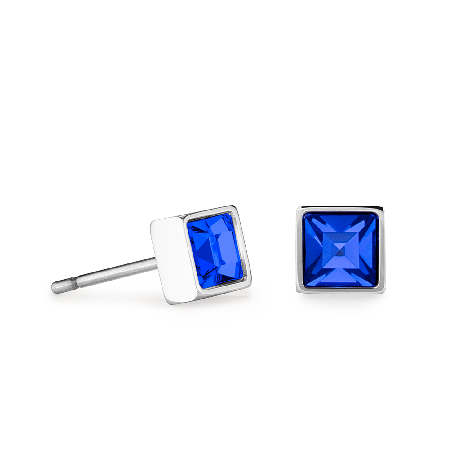 Brilliant Square small Ohrringe silber blau von COEUR DE LION – Detailaufnahme