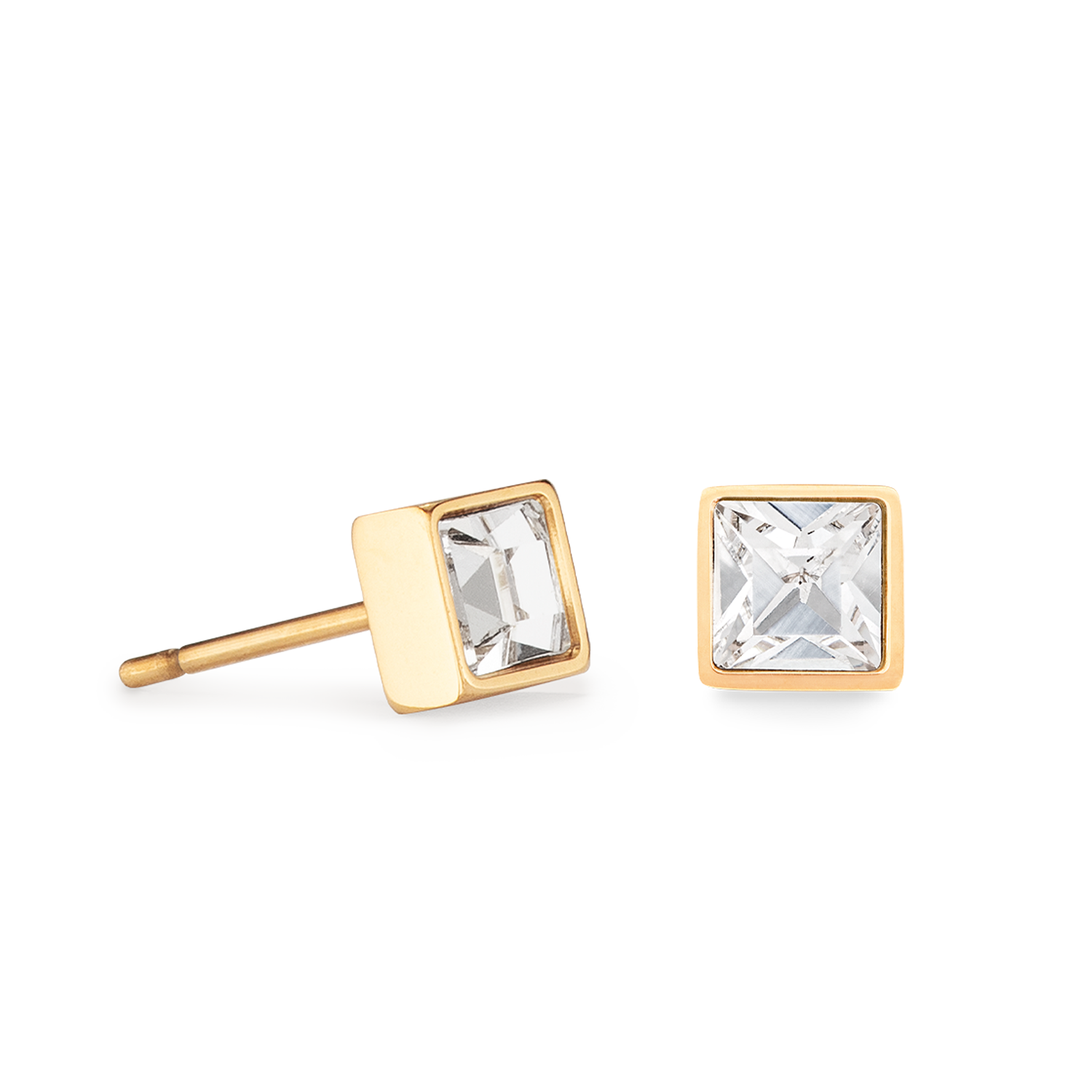 Brilliant Square small Ohrringe gold kristall von COEUR DE LION – Detailaufnahme
