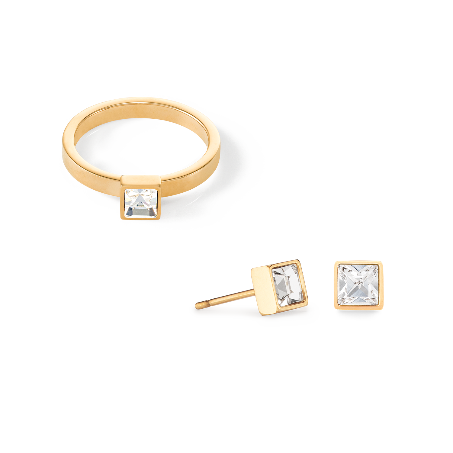 Brilliant Square small Ohrringe gold kristall
