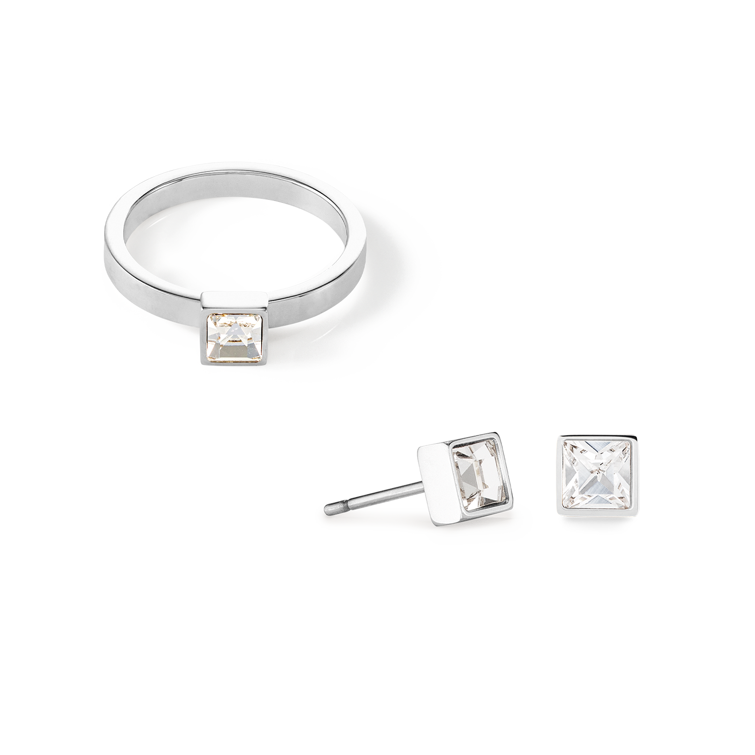 Brilliant Square small Ohrringe silber kristall