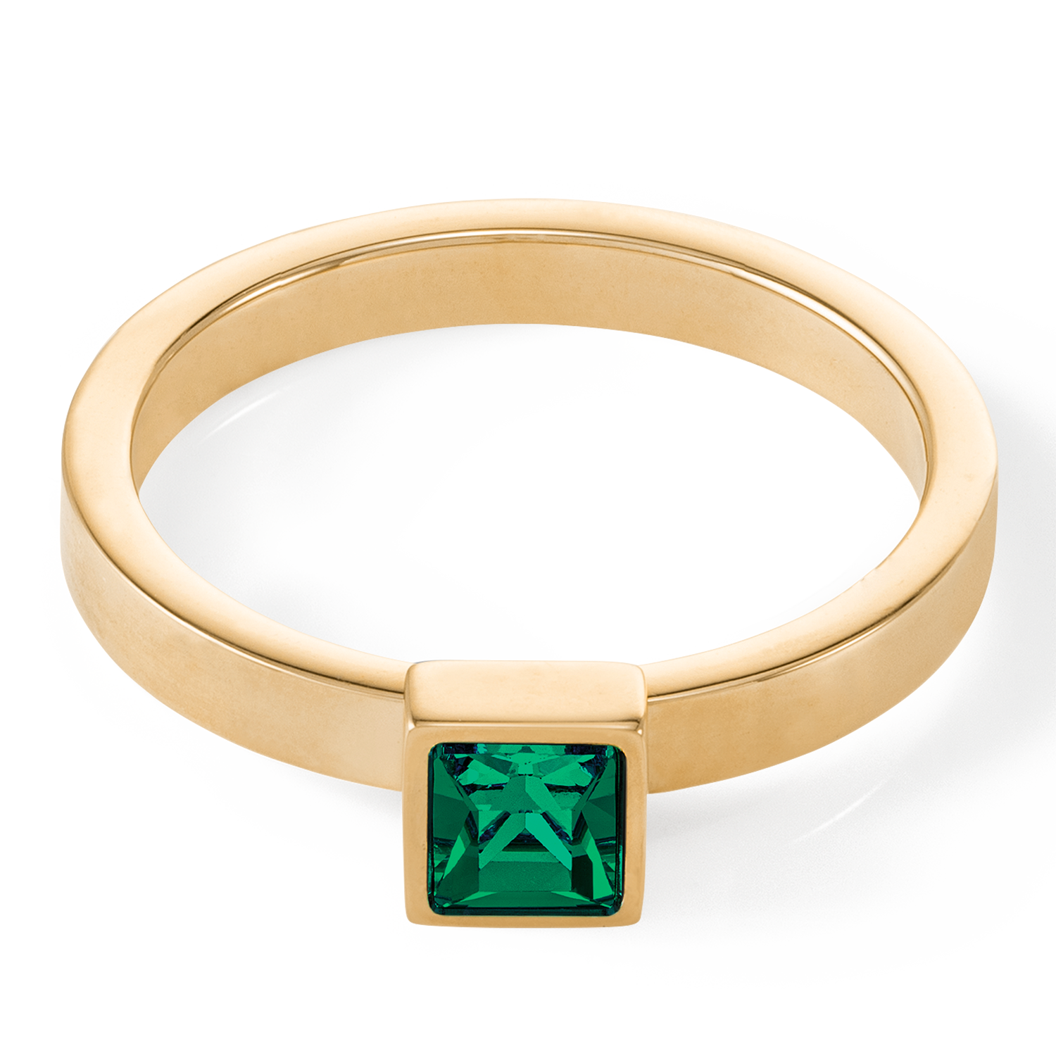 Brilliant Square small Ring gold dunkelgrün von COEUR DE LION – Detailaufnahme