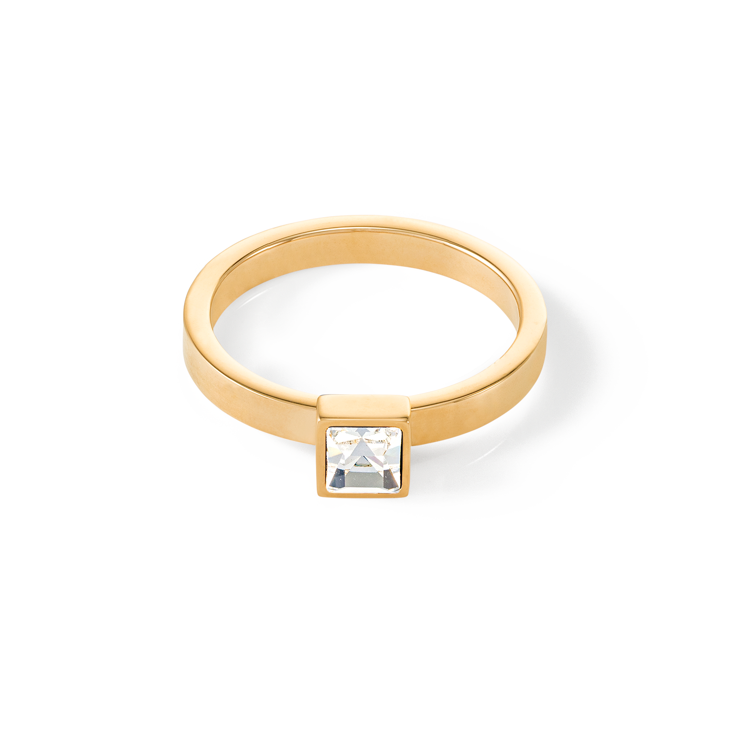 Brilliant Square small Ring gold kristall von COEUR DE LION