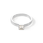 Brilliant Square small Ring silber kristall von COEUR DE LION