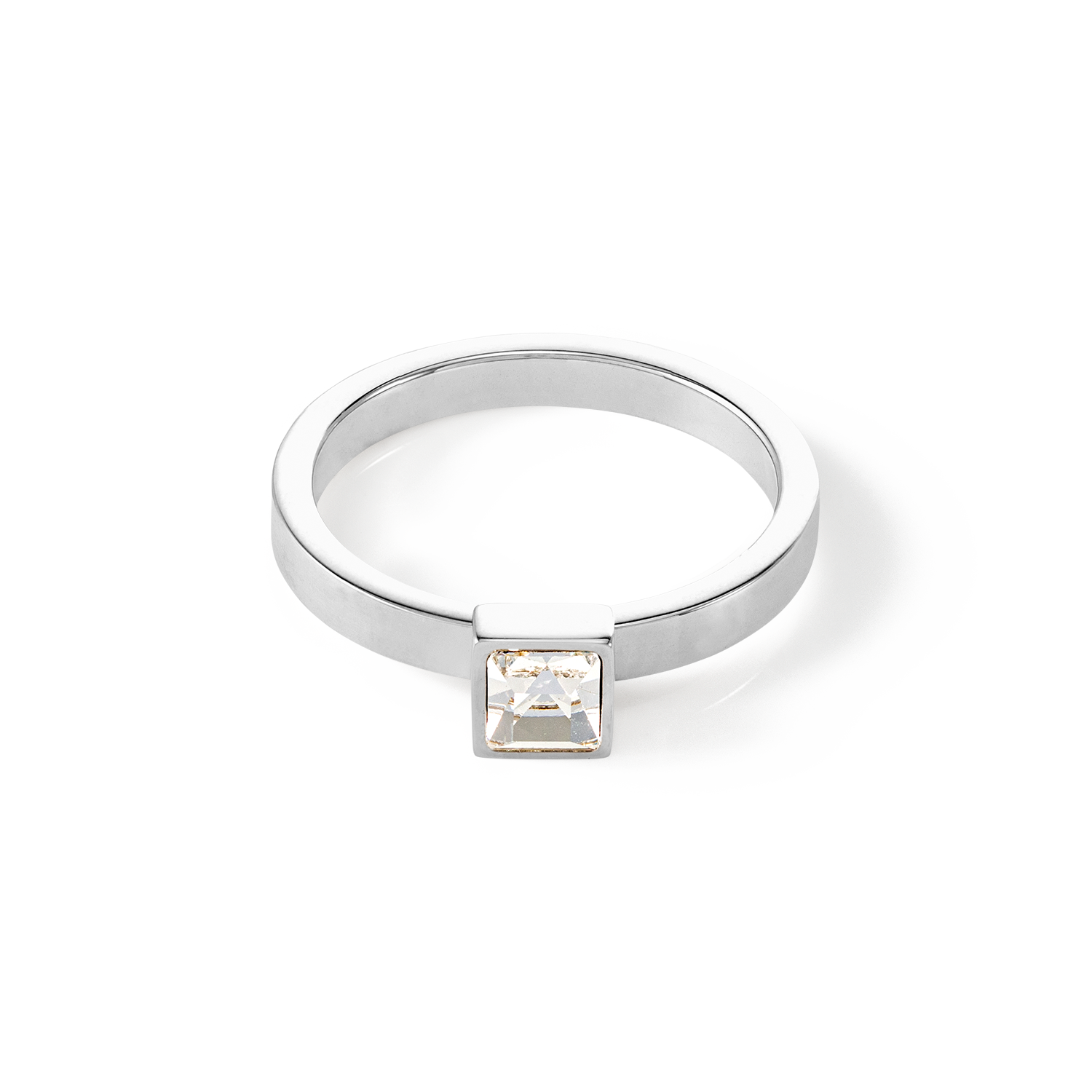 Brilliant Square small Ring silber kristall von COEUR DE LION – Detailaufnahme