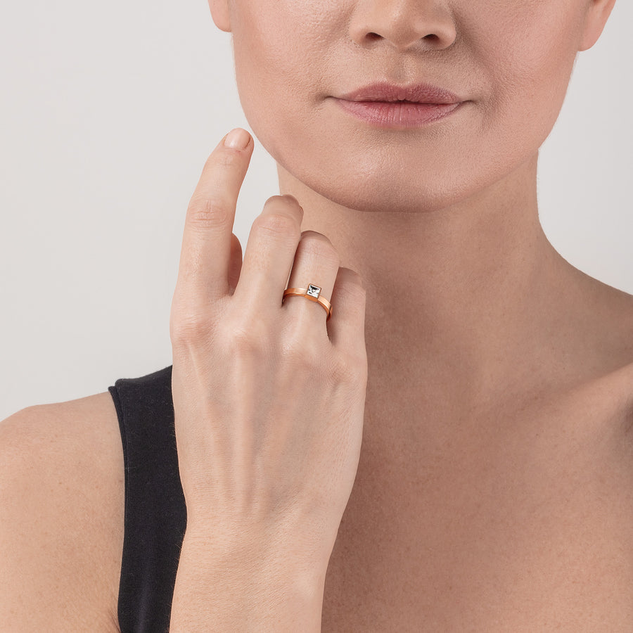 Brilliant Square small Ring roségold kristall