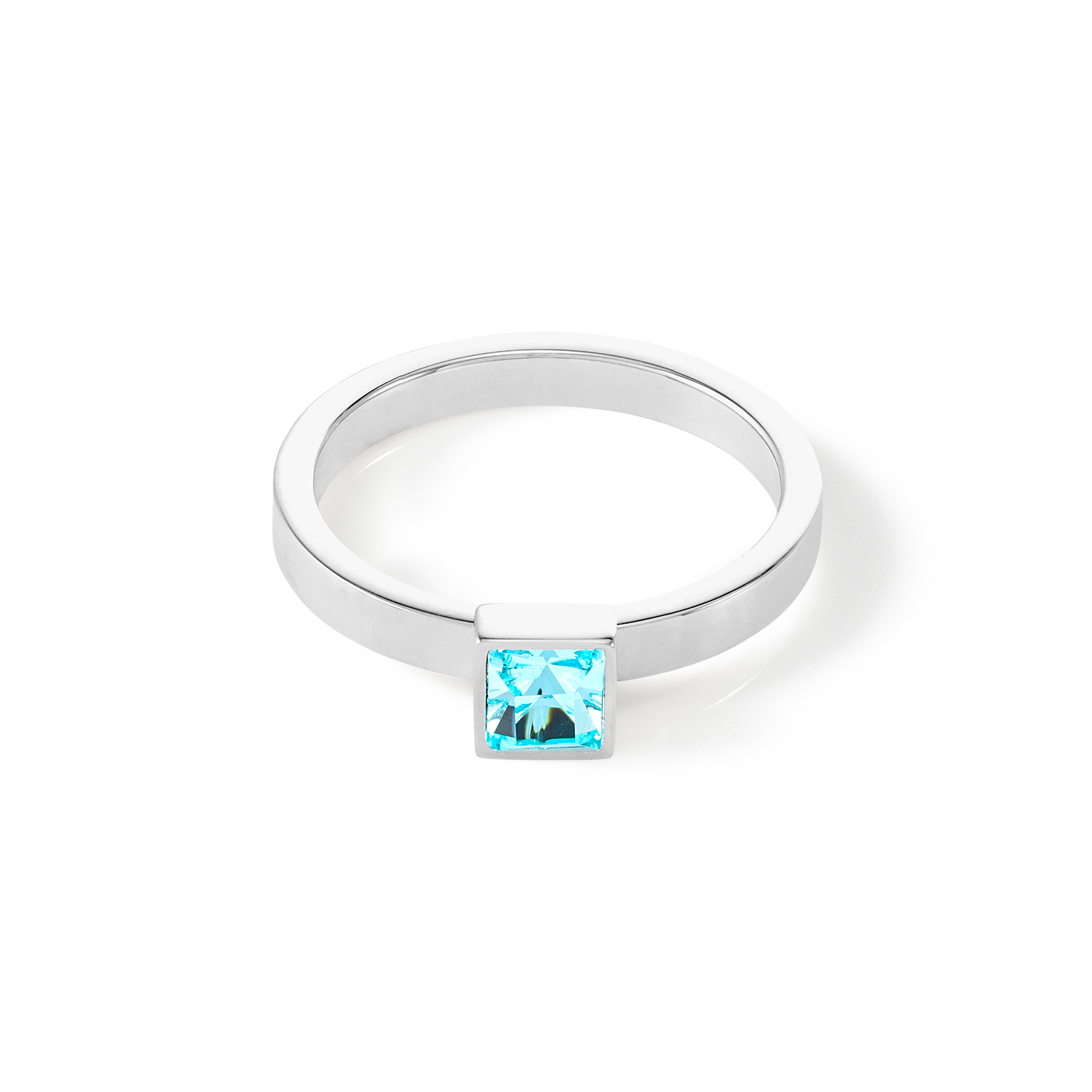 Brilliant Square small Ring silber aqua von COEUR DE LION
