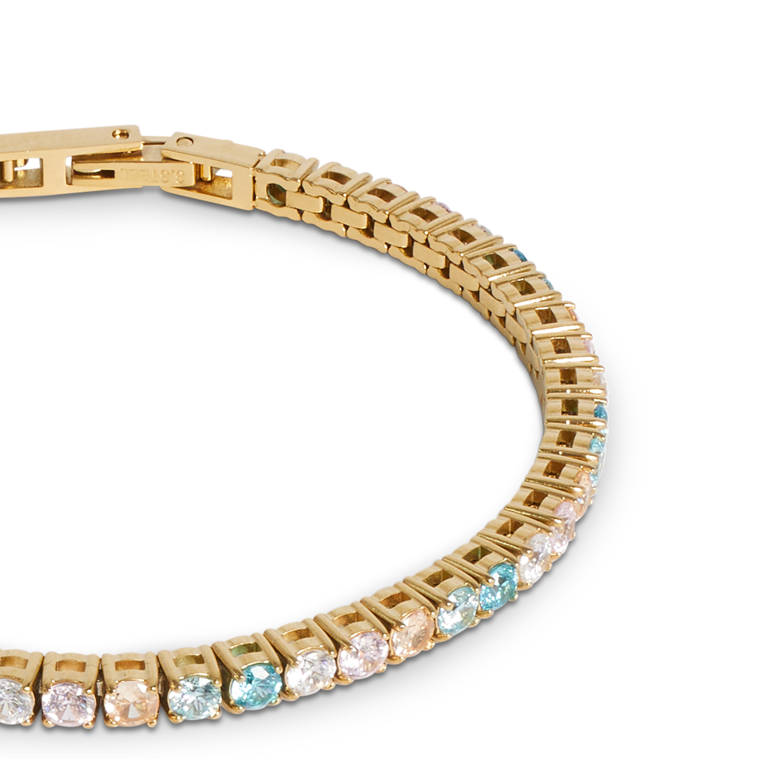 Tennisarmband gold-multicolor pastell von COEUR DE LION – Detailaufnahme