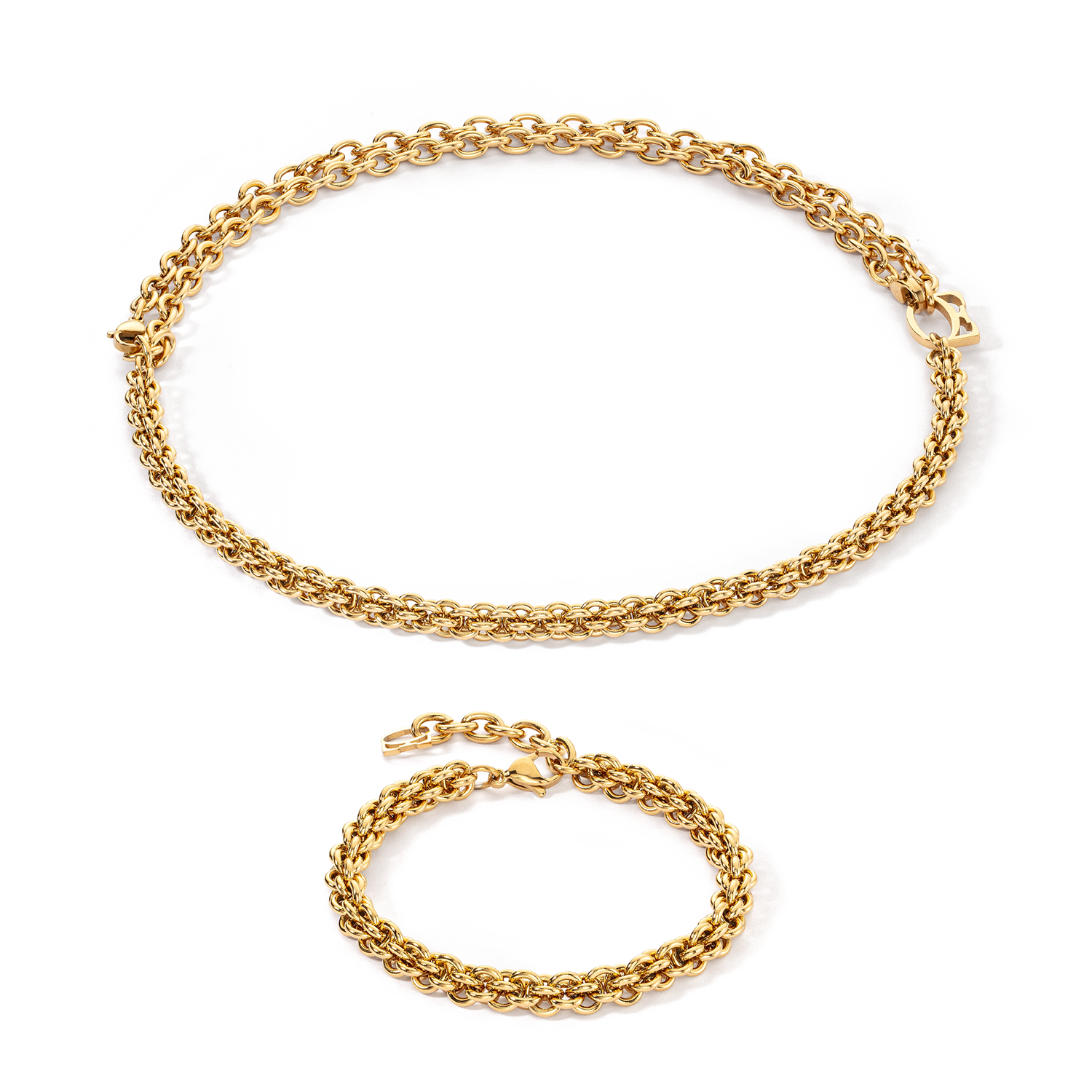 Halskette Mesh Chain gold von COEUR DE LION – im Set mit passenden Schmuckstücken