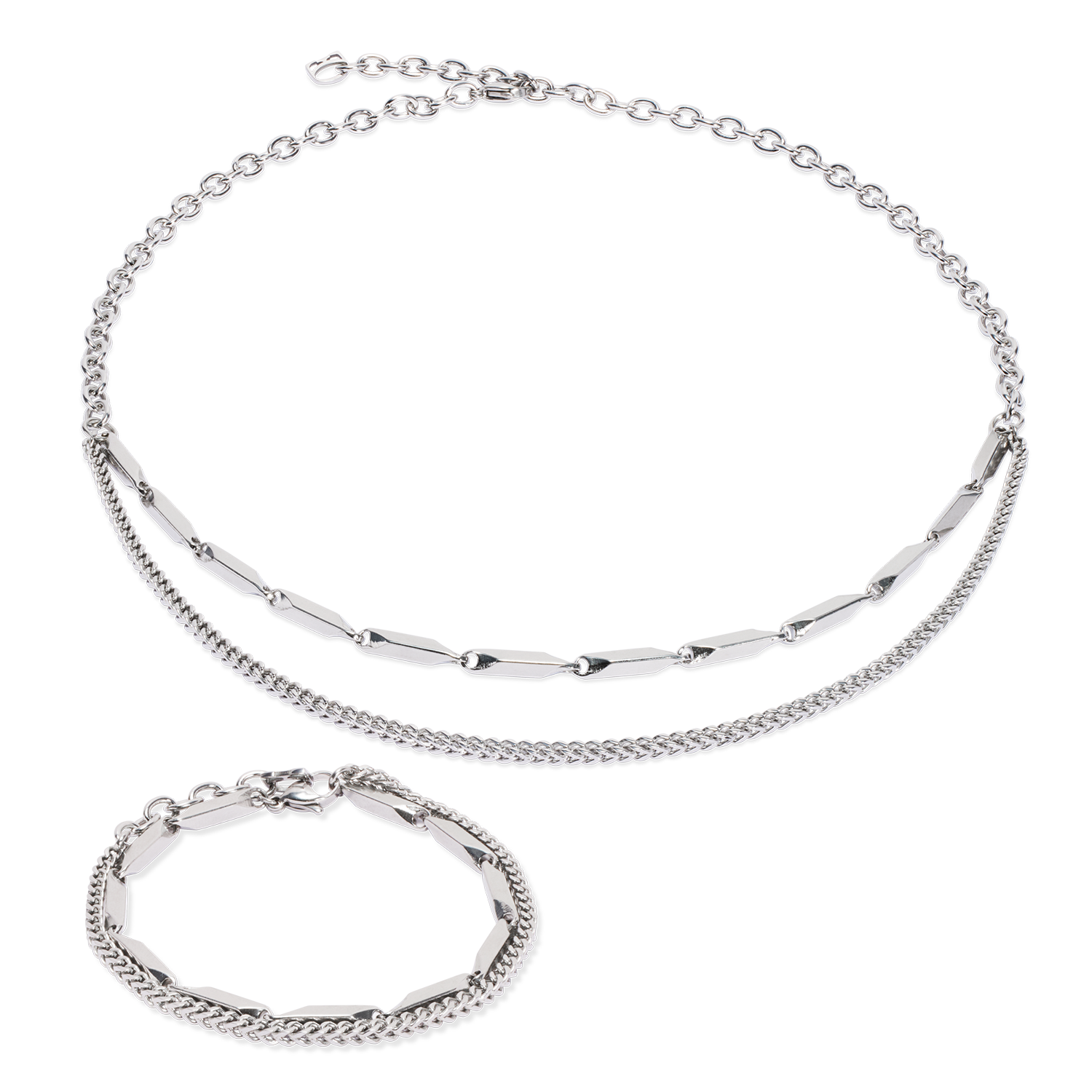 Armband Twisted Layers silber von COEUR DE LION – im Set mit passenden Schmuckstücken