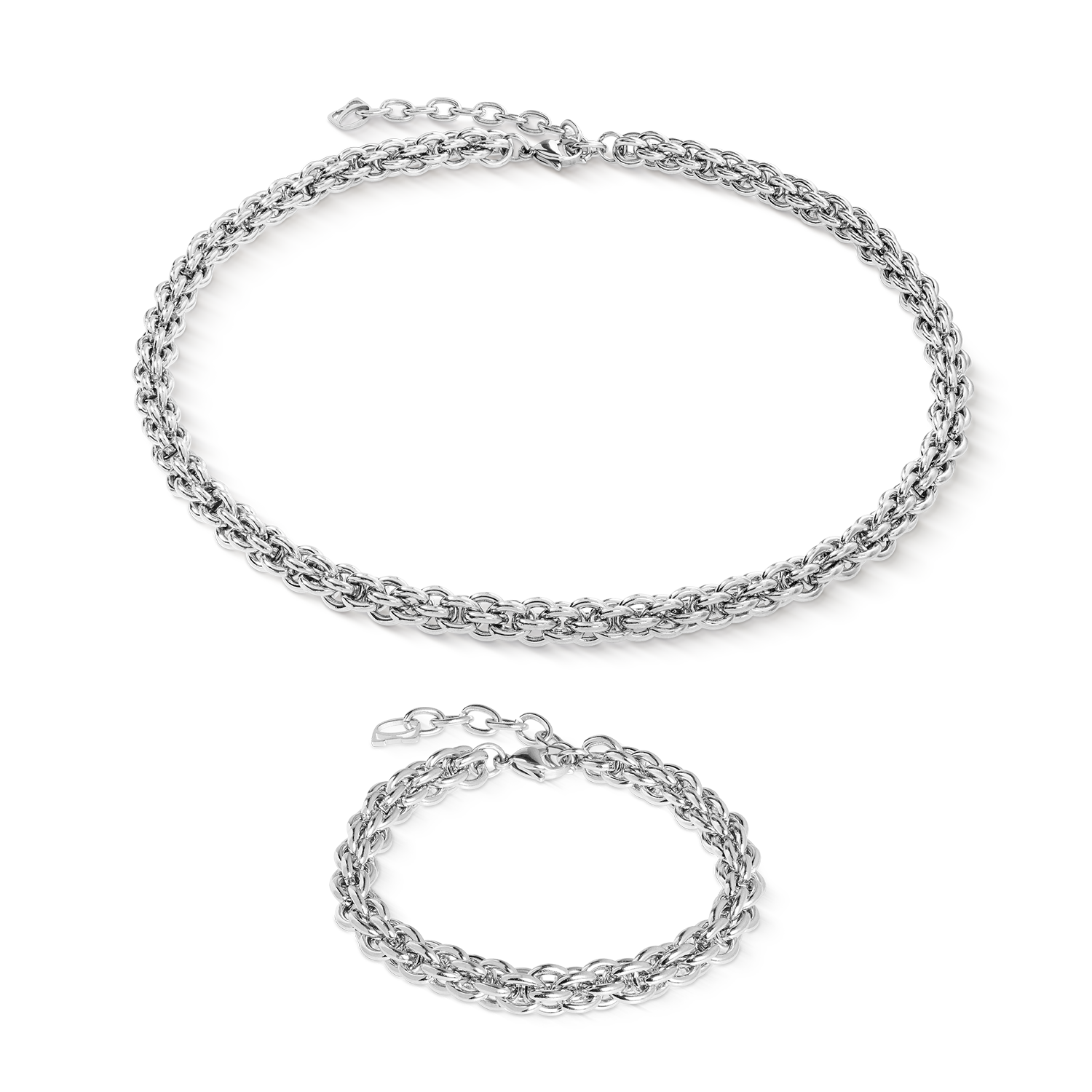 Halskette Mesh Chain Classic silber von COEUR DE LION – im Set mit passenden Schmuckstücken