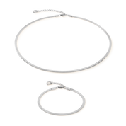 Flaches Schlangenarmband Silber von COEUR DE LION – im Set mit passenden Schmuckstücken