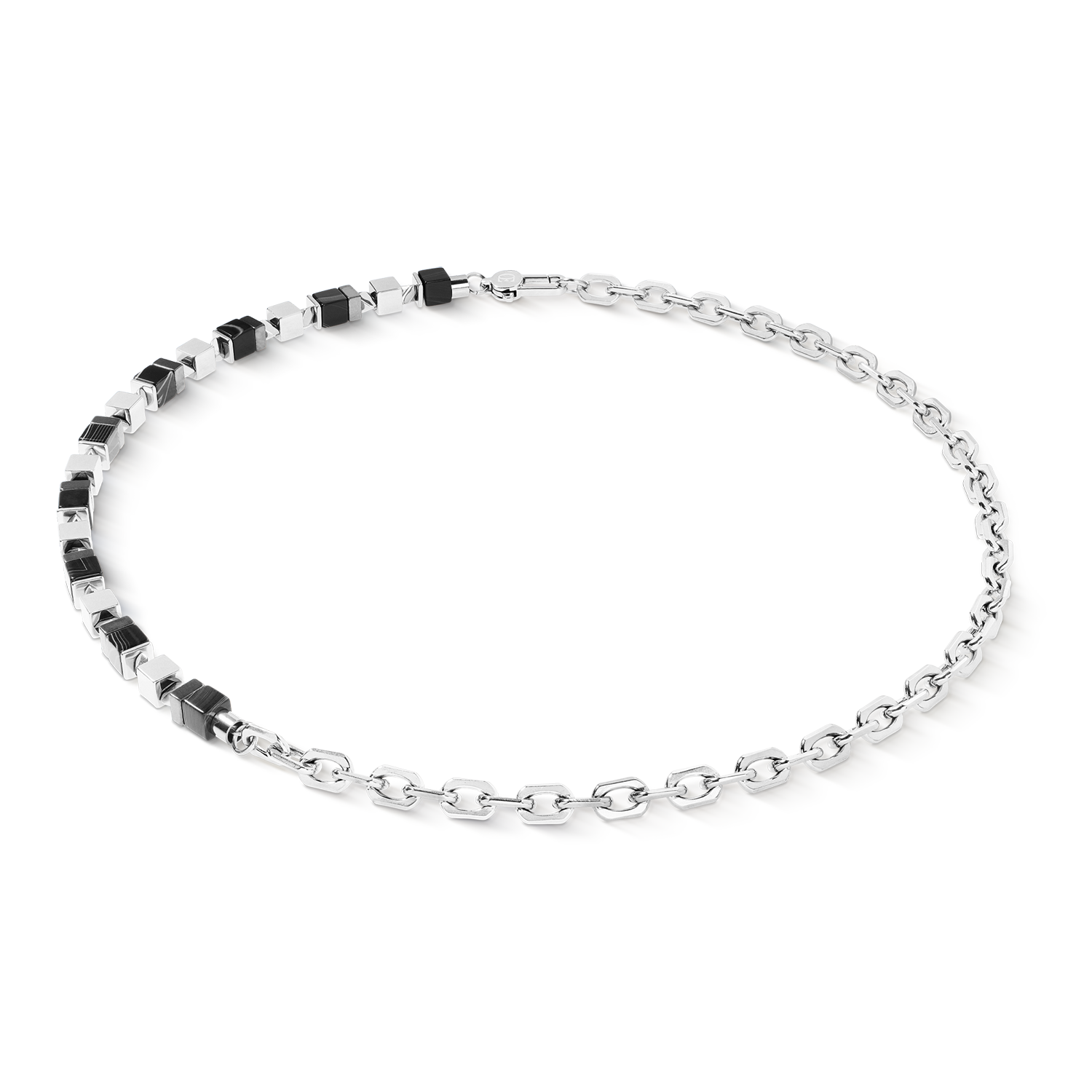 Halskette Precious Cubes Chain schwarz-silber
