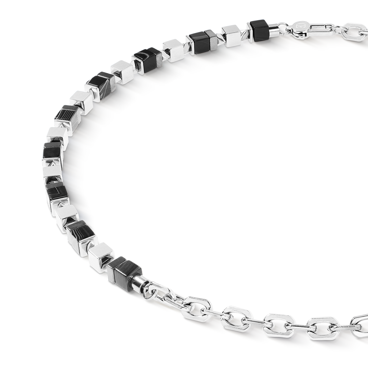 Halskette Precious Cubes Chain schwarz-silber