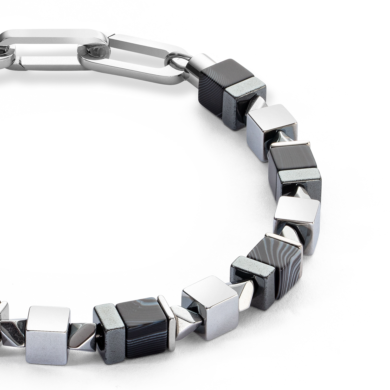 Armband Precious Cubes schwarz-silber