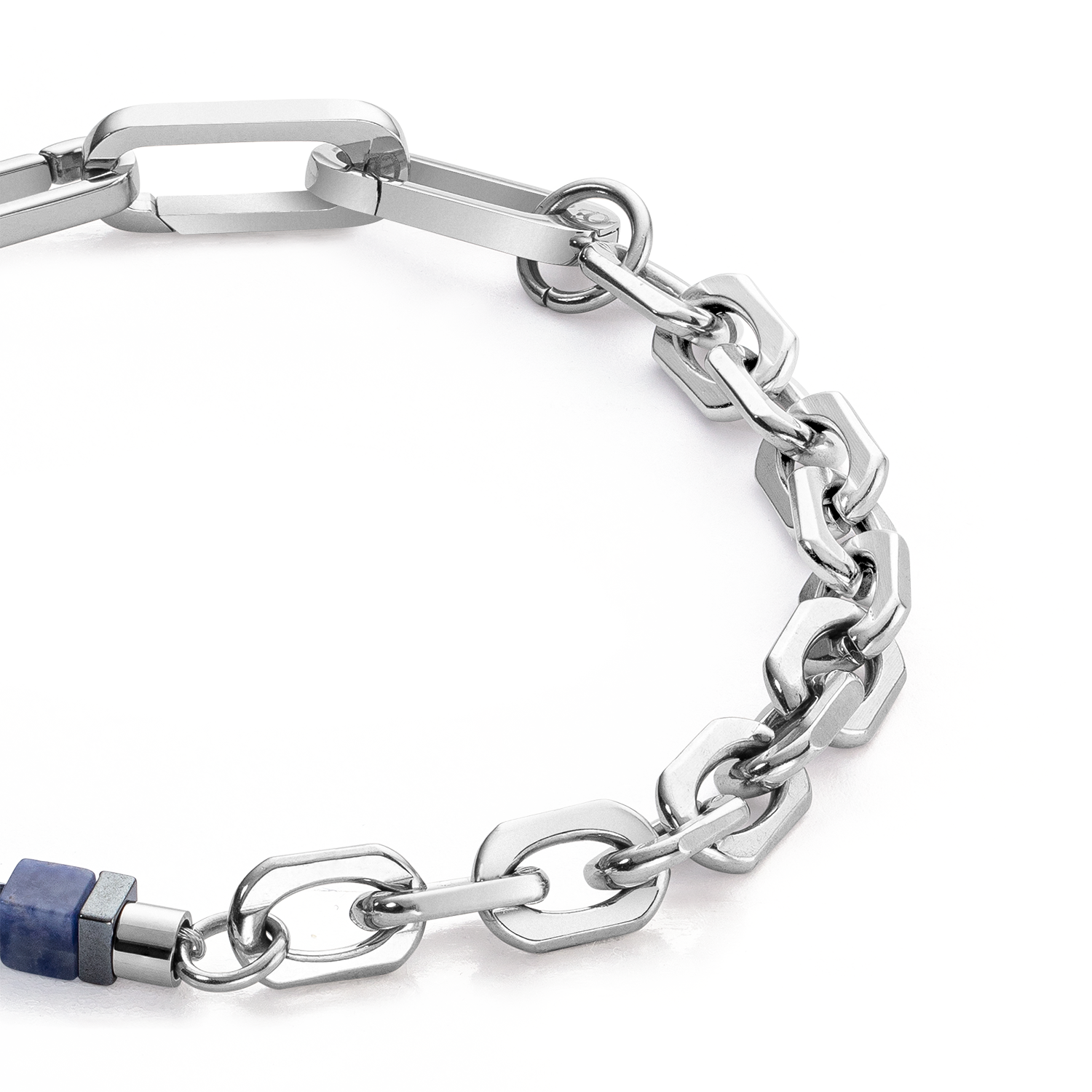 Armband Precious Fusion link chain blau-silber von COEUR DE LION – Detailaufnahme