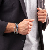 Armband Precious Fusion link chain braun-silber von COEUR DE LION – am Modell getragen
