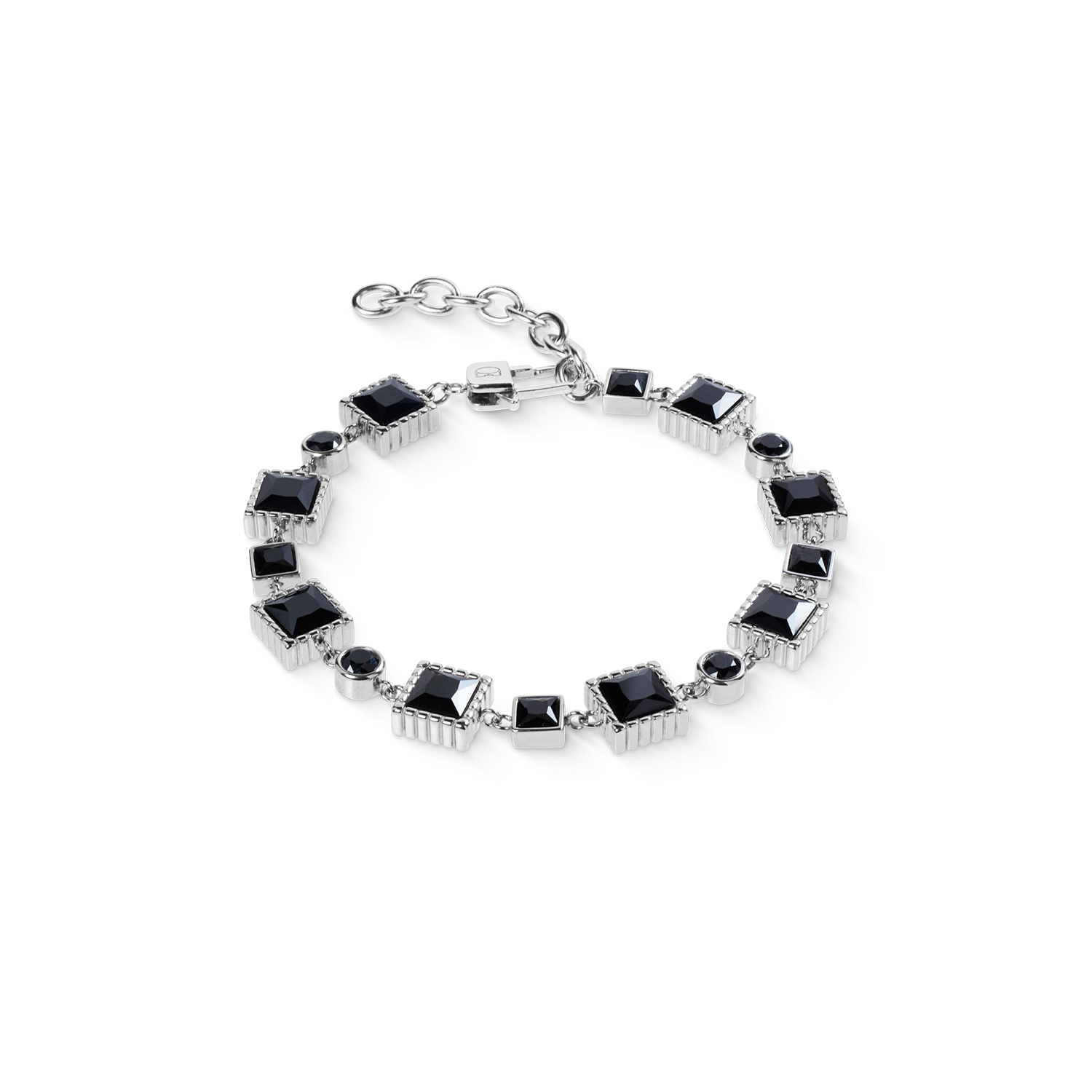 Armband Geometry Spinell und Edelstahl Silber-Schwarz